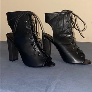 Black open back heels